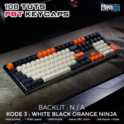 Keycaps White Black Orange Ninja 108 Tuts PBT OEM